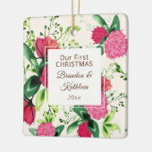 Unsere erste Weihnachtsblume Rosa Grüne Klee Keramikornament (Links)