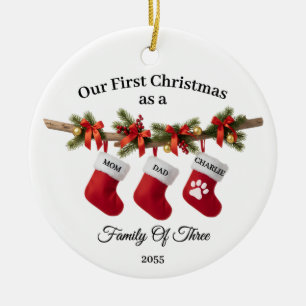 Unsere erste Weihnachtsfamilie mit Cat Dog Keramik Ornament
