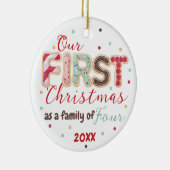 Unsere erste Weihnachtsfamilie von 4 Jahren Baby's Keramik Ornament (Rechts)