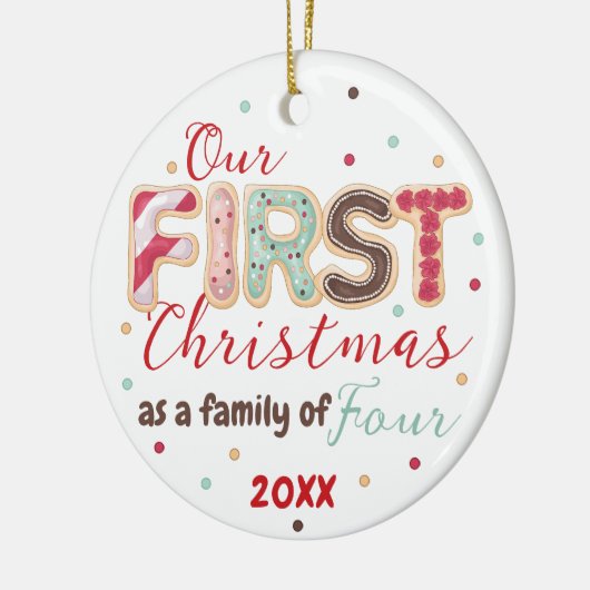 Unsere erste Weihnachtsfamilie von 4 Jahren Baby's Keramik Ornament (Links)