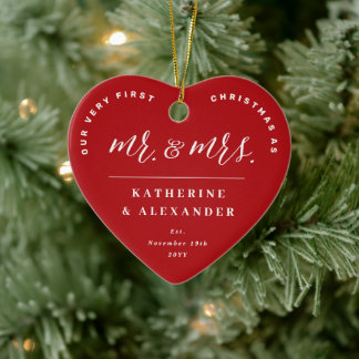 Unsere erste Weihnachtsfeier als Foto und Mr. Keramikornament
