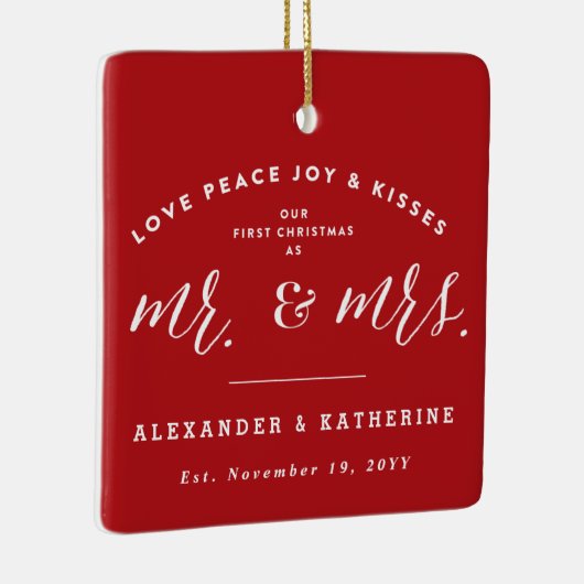 Unsere erste Weihnachtsfeier als Foto und Mr. Keramikornament (Rechts)