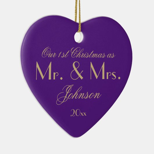 Unsere erste Weihnachtsfeier als Mr. & Mrs. Newlyw Keramik Ornament (Rechts)