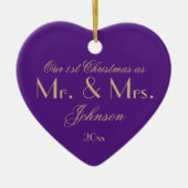 Unsere erste Weihnachtsfeier als Mr. & Mrs. Newlyw Keramik Ornament (Vorne)