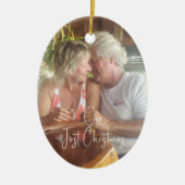 Unsere erste Weihnachtsfeier Keramik Oval Ornament (Vorne)