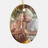 Unsere erste Weihnachtsfeier Keramik Oval Ornament (Hinten)