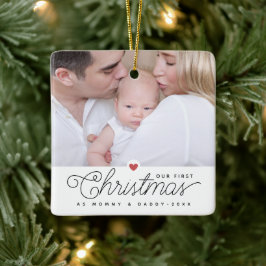 Unsere erste Weihnachtsfeier Mama und Vater 2 Foto Keramikornament
