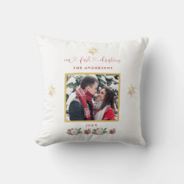 Unsere erste Weihnachtsfeier mit floraler Snowflak Kissen