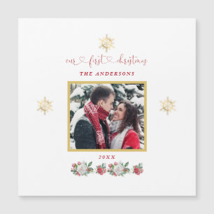 Unsere erste Weihnachtsfeier mit floraler Snowflak Magnetkarte