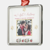 Unsere erste Weihnachtsfeier mit floraler Snowflak Ornament Aus Metall (Links)