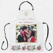 Unsere erste Weihnachtsfeier mit floraler Snowflak Schürze (Vorderseite)