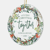 Unsere erste Weihnachtsfeier mit rustikaler Kranz- Keramik Ornament (Links)