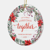 Unsere erste Weihnachtsfeier mit rustikaler Kranz- Keramik Ornament (Links)