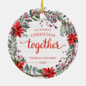 Unsere erste Weihnachtsfeier mit rustikaler Kranz- Keramik Ornament (Hinten)