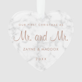 Unsere erste Weihnachtsfeier Moderne Marmor Rose G Ornament