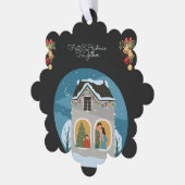 Unsere erste Weihnachtsfeier zusammen mit Familien Ornament Karte (Linke Ecke)