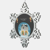 Unsere erste Weihnachtsfeier zusammen mit Familien Schneeflocken Zinn-Ornament (Rechts)