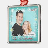 Unsere erste WeihnachtsFoto-Verzierung Ornament Aus Metall (Links)