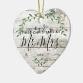 Unsere erste Weihnachtsfrau, Frau Foto Keramik Ornament (Links)