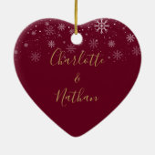 Unsere erste Weihnachtsfrau Mr. Gold Herzensskript Keramik Ornament (Hinten)