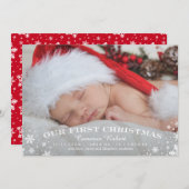 Unsere erste WeihnachtsGeburtshauskarte Feiertagskarte (Vorne/Hinten)