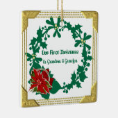 Unsere erste Weihnachtsgrandma und Opa Poinsettia Keramikornament (Rechts)