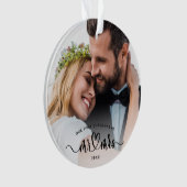 Unsere erste Weihnachtskalligraphie Mr. und Mrs. F Ornament (Vorderseite)