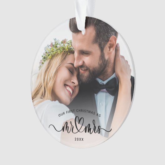 Unsere erste Weihnachtskalligraphie Mr. und Mrs. F Ornament (Vorderseite)