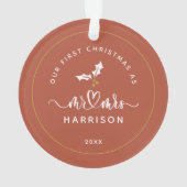 Unsere erste Weihnachtskalligraphie Mr. und Mrs. F Ornament (Rückseite)