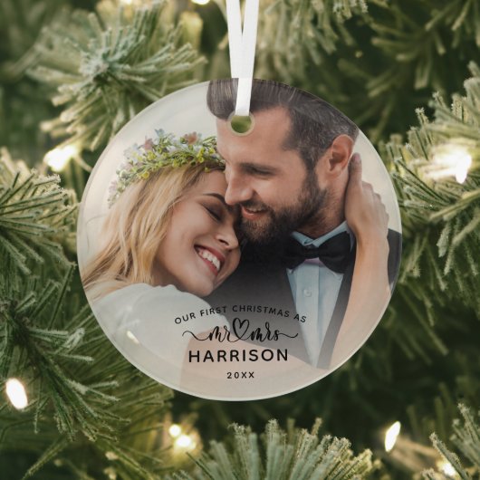 Unsere erste Weihnachtskalligraphie Mr. und Mrs. F Ornament Aus Glas (InSitu)