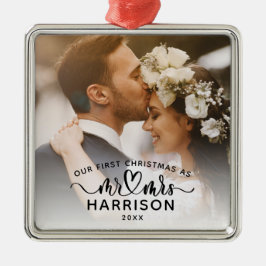 Unsere erste Weihnachtskalligraphie Mr. und Mrs. F Ornament Aus Metall