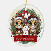 Unsere erste Weihnachtsleopard-🐾 Keramik Ornament (Links)