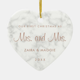 Unsere erste Weihnachtsmarmor-Rose Gold Lesbian Keramik Ornament