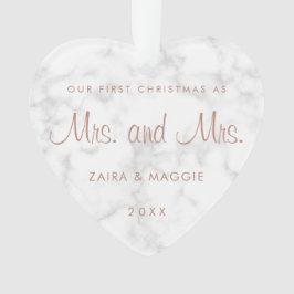 Unsere erste Weihnachtsmarmor-Rose Gold Lesbian Ornament