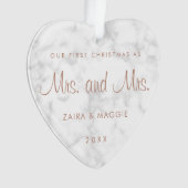 Unsere erste Weihnachtsmarmor-Rose Gold Lesbian Ornament (Vorderseite)