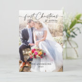 Unsere erste Weihnachtsskripthochzeit Dankeskarte (Stehend Vorderseite)