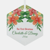 Unsere erste Weihnachtswasserfarbe Flora Grün Ornament Aus Glas (Vorderseite)