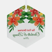 Unsere erste Weihnachtswasserfarbe Flora Grün Ornament Aus Glas (Rückseite)