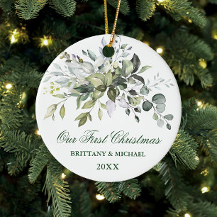 Unsere erste Weihnachtsweihnachtsgrün Keramik Ornament