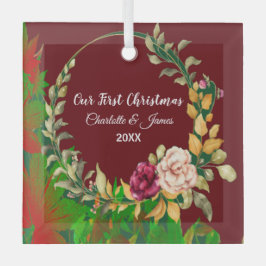 Unsere erste Weihnachtswein Farbe Grüne Kleider Cu Ornament Aus Glas