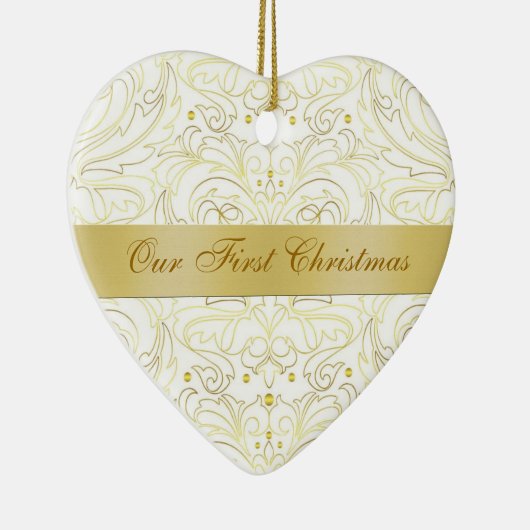 Unsere erste Weihnachtsweißes Goldmit filigran Keramik Ornament (Rechts)