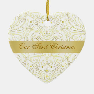 Unsere erste Weihnachtsweißes Goldmit filigran Keramik Ornament