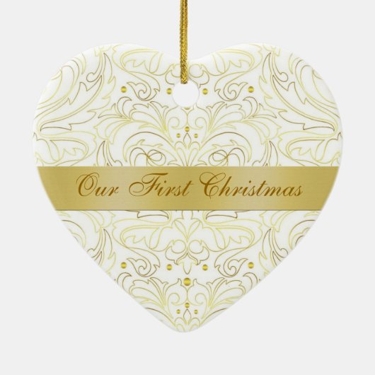 Unsere erste Weihnachtsweißes Goldmit filigran Keramik Ornament (Hinten)