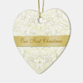 Unsere erste Weihnachtsweißes Goldmit filigran Keramik Ornament (Links)