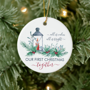 Unsere erste Weihnachtszeit Heilige und Candlelit  Keramik Ornament