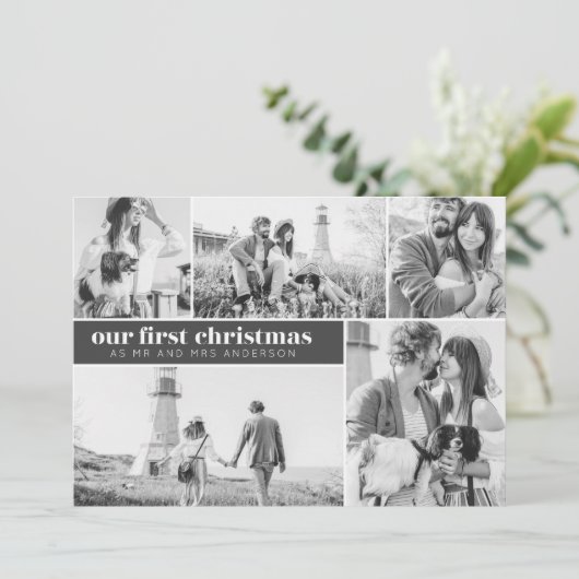 Unsere erste Weihnachtszeit Moderne FotoCollage We Ankündigung (Stehend Vorderseite)