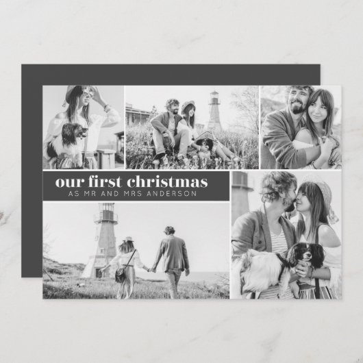 Unsere erste Weihnachtszeit Moderne FotoCollage We Ankündigung (Vorne/Hinten)