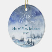 Unsere erste Weihnachtszeit Mr. & Mrs.| Verheirate Keramik Ornament (Links)