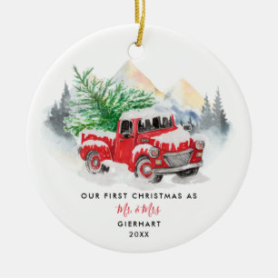 Unsere erste Weihnachtszeit Verheiratet, modern un Keramik Ornament