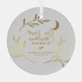 Unsere erste Weihnachtszeit Verheiratete botanisch Ornament Aus Glas (Rückseite)